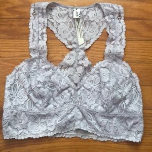 Free People Racerback Grey Lace Bralette